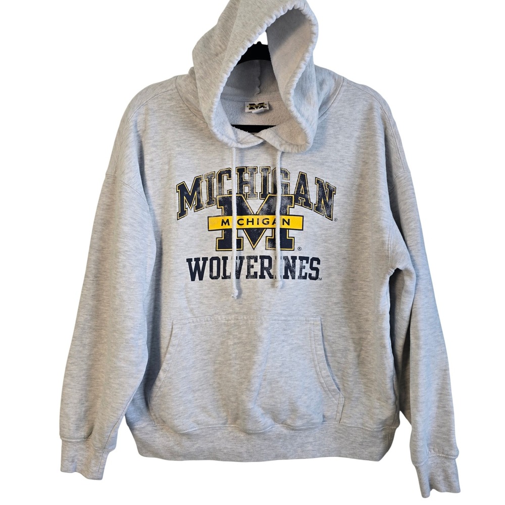 Michigan Wolverines Hoodie Grey Graphic Pullover NCAA 757-2204 Small
